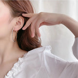 Crystal Oversize Circle Hoop Earrings Geometric Round Brincos Party Jewelry