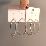 Crystal Oversize Circle Hoop Earrings Geometric Round Brincos Party Jewelry