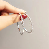Crystal Oversize Circle Hoop Earrings Geometric Round Brincos Party Jewelry