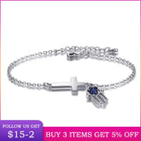 Hot Cross And Devil's Eye Palm Bracelet with Clear CZ - Gift CMB113