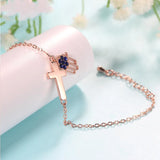 Hot Cross And Devil's Eye Palm Bracelet with Clear CZ - Gift CMB113