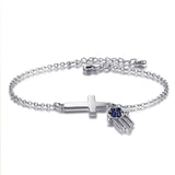 Hot Cross And Devil's Eye Palm Bracelet with Clear CZ - Gift CMB113
