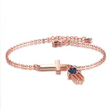 Hot Cross And Devil's Eye Palm Bracelet with Clear CZ - Gift CMB113