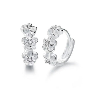 925 Silver Small Flower Round Earrings Female Charm Jewelry