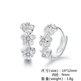 925 Silver Small Flower Round Earrings Female Charm Jewelry