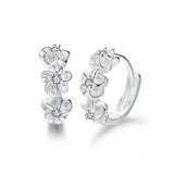 925 Silver Small Flower Round Earrings Female Charm Jewelry