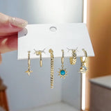 6-pc Earring Set Silver Copper Zircon Huggie Party Jewelry