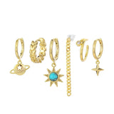 6-Piece Earring Set Silver Copper Zircon Party Jewelry