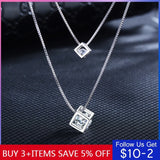 Silver Cube Pendant Double Necklace Pendant Necklace Hot Necklace Jewelry N178
