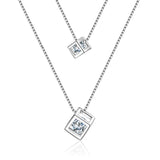 Silver Cube Pendant Double Necklace Pendant Necklace Hot Necklace Jewelry N178