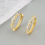 Silver Zircon Hoop Earrings Fine Jewelry Daily Accessories