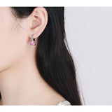 Pink Crystal Dangle 925 Silver Earrings for Women