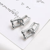 Thick Link U Shape Geometric Brass Drop Earrings for Women