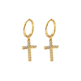 925 Silver Zircon Cross Drop Earrings Women Gift Jewelry