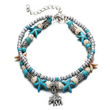 Bohemian Crystal Anklets Double Beach Foot Chain Leg Bracelet