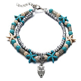 Bohemian Crystal Anklets Double Beach Foot Chain Leg Bracelet