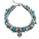 Bohemian Crystal Anklets Double Beach Foot Chain Leg Bracelet