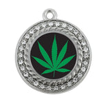 Antique Silver Plated Leaf Square Circle Charm Jewelry