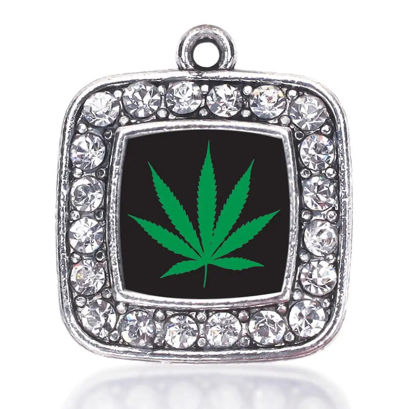 Antique Silver Plated Leaf Square Circle Charm Jewelry