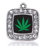 Antique Silver Plated Leaf Square Circle Charm Jewelry