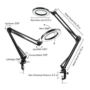 LED 5X Magnifier Lamp Eye-Caring Reading Magnifying Lamp