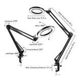 LED 5X Magnifier Lamp Eye-Caring Reading Magnifying Lamp