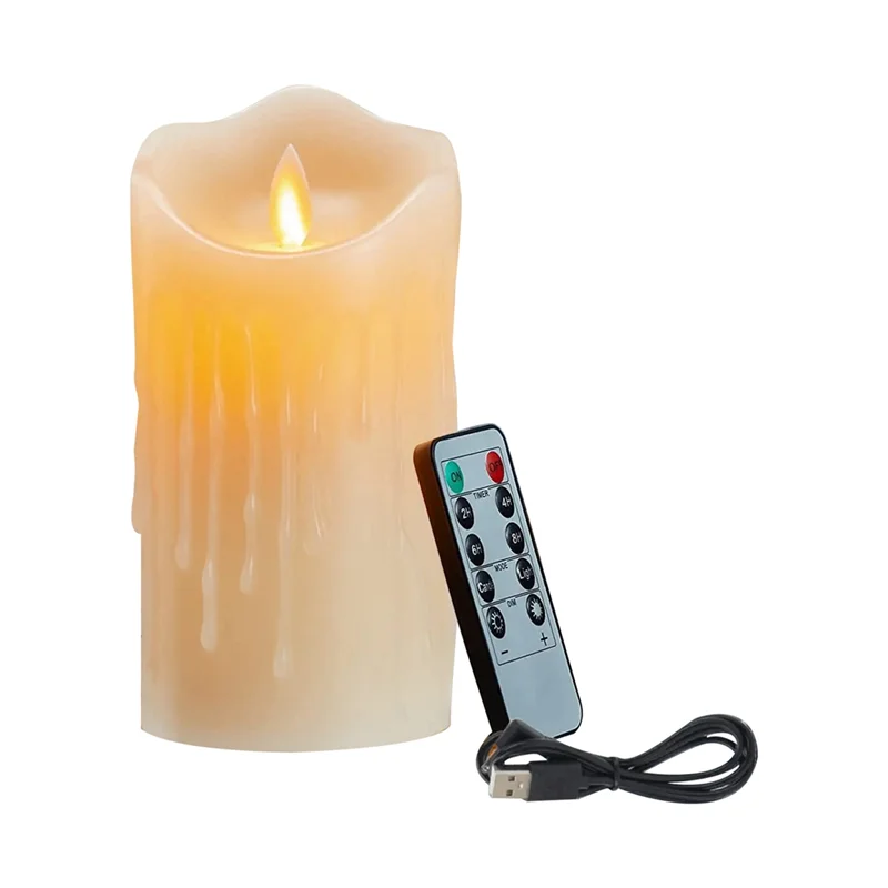 LED Rechargeable Candles with Remote, Flickering Flameless Real Wax, 15cm