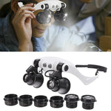 LED Eyewear Magnifier Headband Magnifying Glass Jewelry Watch Repair Magnifier