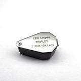 LED Jeweler Loupe Triplet Magnifying Glass 10x21mm Folding Magnifier
