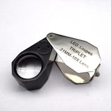 LED Jeweler Loupe Triplet Magnifying Glass 10x21mm Folding Magnifier