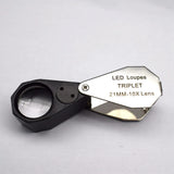 LED Jeweler Loupe Triplet Magnifying Glass 10x21mm Folding Magnifier