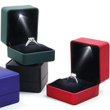 LED Jewelry Box Rings Box with LED Light Engagement Wedding Rings Case Boxes