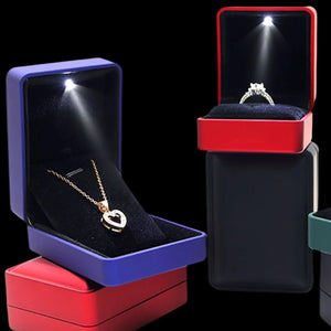LED Jewelry Box Rings Box with LED Light Engagement Wedding Rings Case Boxes