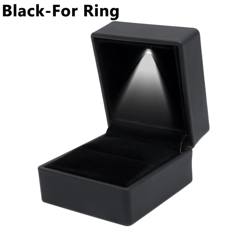LED Jewelry Box Rings Box with LED Light Engagement Wedding Rings Case Boxes