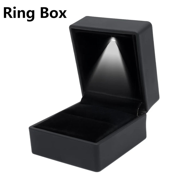 LED Jewelry Box for Ring Necklace - Display Gift Case with Light