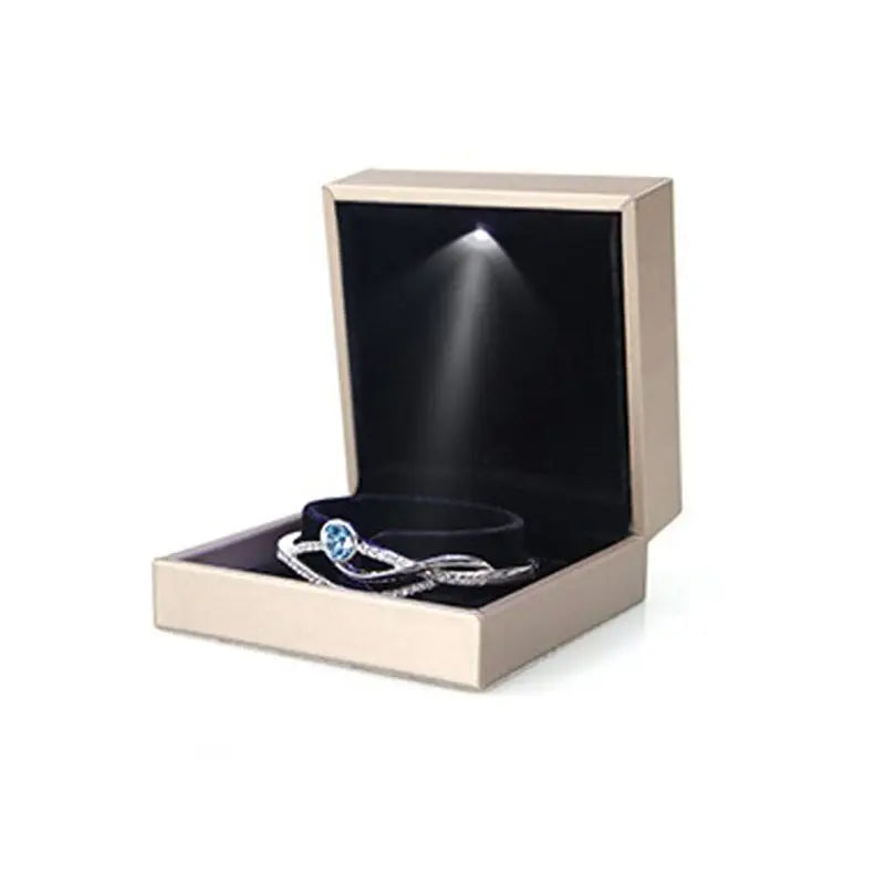 LED Light Jewelry Display Bracelet Necklace Ring Box Storage