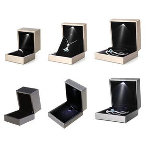 LED Light Jewelry Display Bracelet Necklace Ring Box Storage