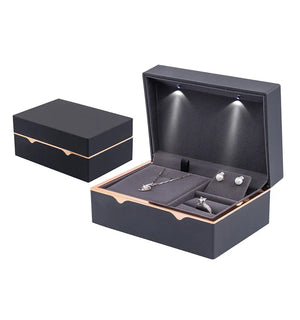LED Light Jewelry Organizer Case Ring Necklace Bracelet Earring Set Box