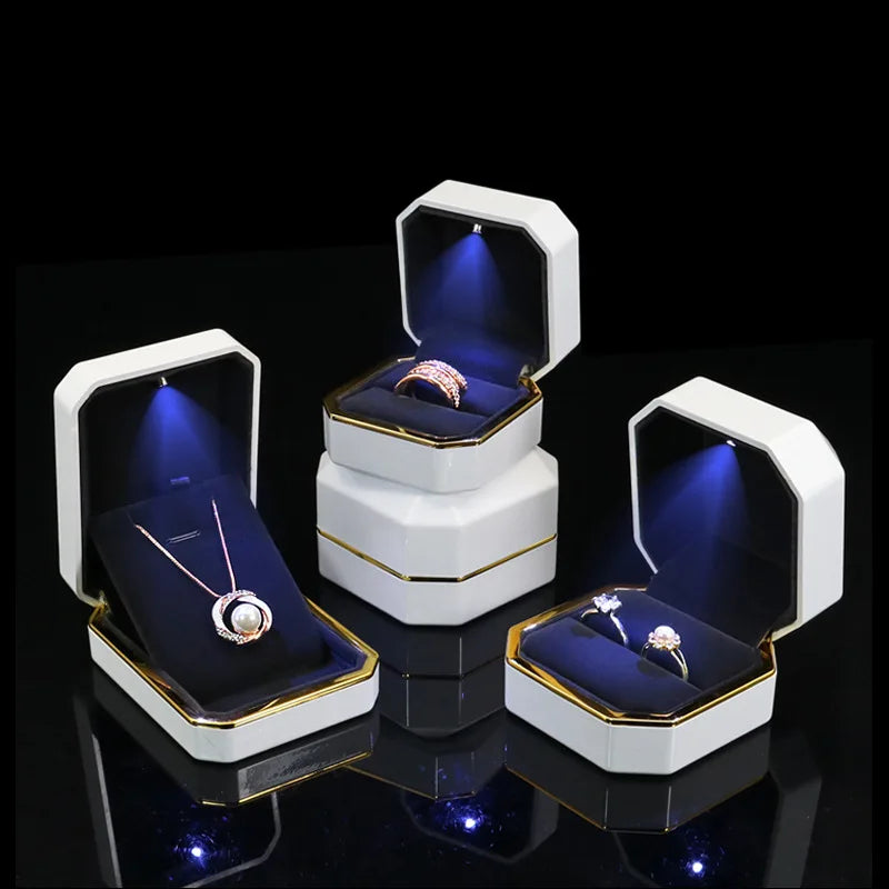 LED Light Pendant Necklace Organizer Bangle Box