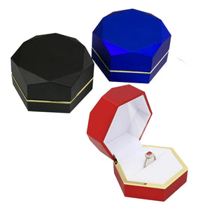 LED Light Ring Box Wedding Jewelry Storage Box Ring Pendant Necklace Storage