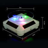 360 Rotating Solar Jewelry Display Stand LED Light Showcase