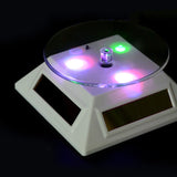 360 Rotating Solar Jewelry Display Stand LED Light Showcase