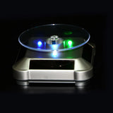 360 Rotating Solar Jewelry Display Stand LED Light Showcase