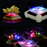 360 Rotating Solar Jewelry Display Stand LED Light Showcase