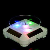 360 Rotating LED Light Solar Jewelry Display Stand Showcase