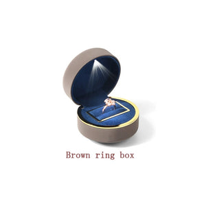LED Light Wedding Ring Pendant Box Jewelry Display Storage
