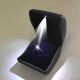 LED Lighted Earring Ring Box Faux Leather Wedding Engagement Jewelry Display