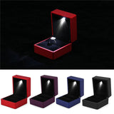 LED Lighted Earring Ring Box Gift Square Advanced Jewelry Display