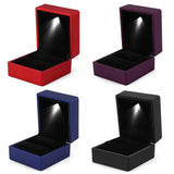 LED Lighted Earring Ring Box Gift Square Advanced Jewelry Display