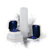LED Lighted Double Ring Box Wedding Jewellery Gift Case